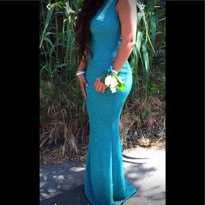 Sparkly teal formal dress